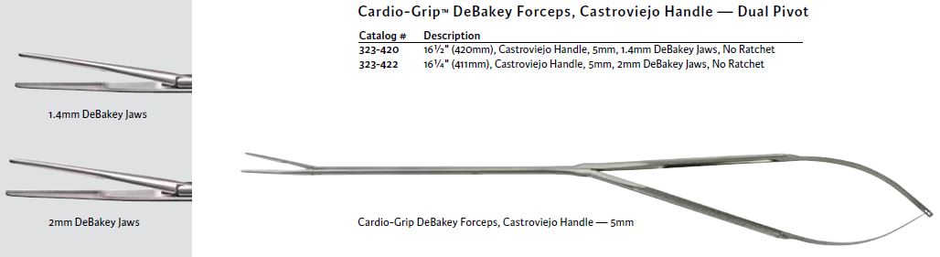 Cardio-Grip DeBakey Forceps - Castroviejo Handle